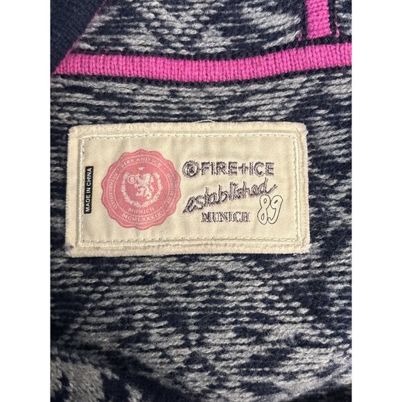 Fire & Ice Womens Hooded Pullover Sweater Black & Gray Snowflake Pattern Size L - Picture 5 of 10